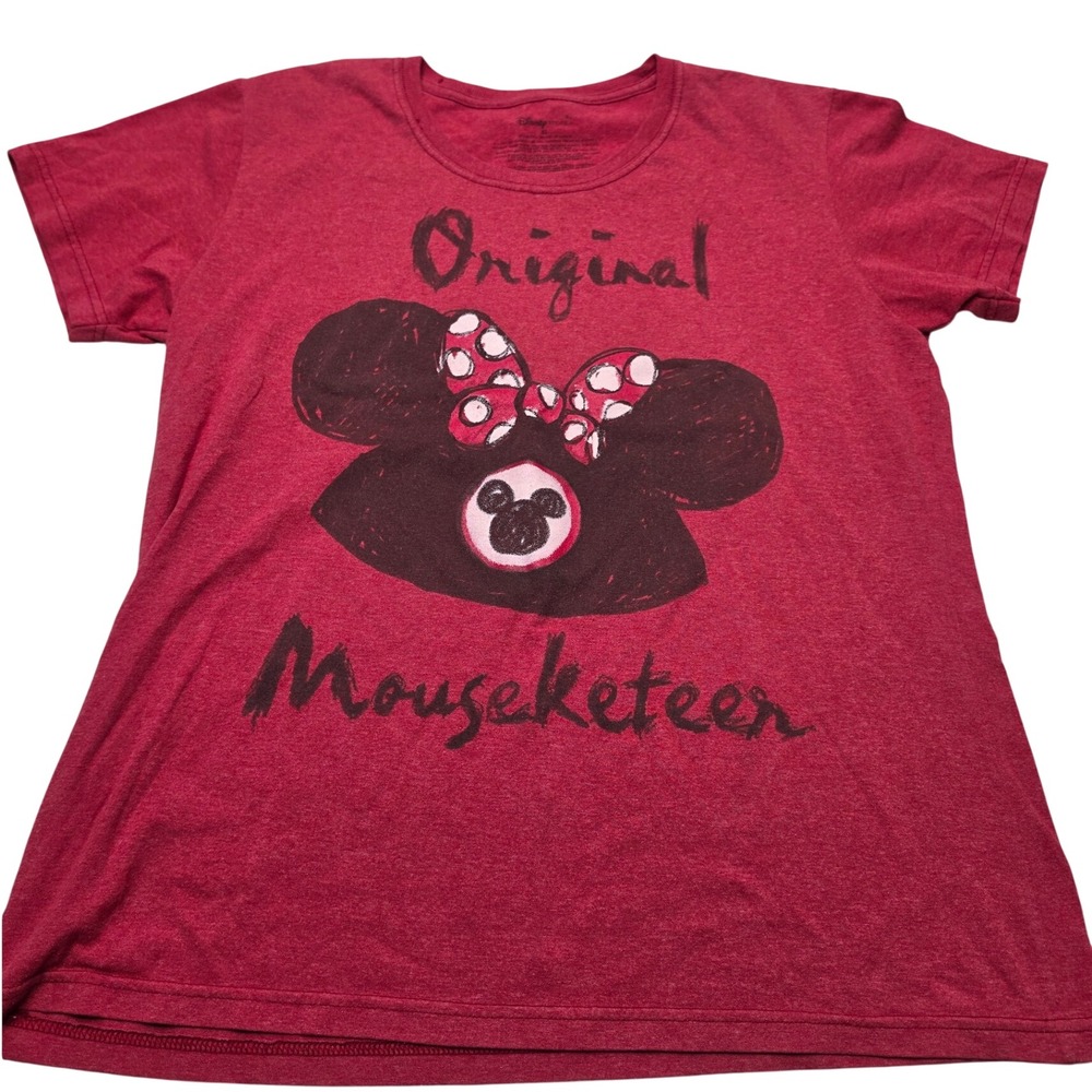 Disney Store Original Mouseketeer Minnie Mouse Graphic Tee Red Heather XL
